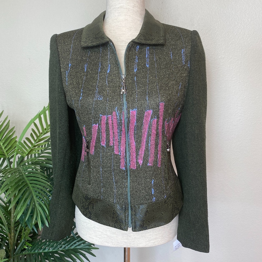 Stylish Green and Pink Women's Blazer